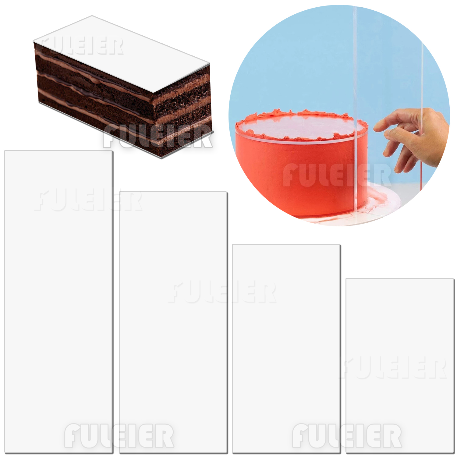 Tray Mold Rectangle - Акриловый скребок для торта, прямоугольные акриловые