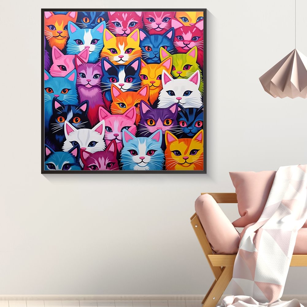 Resin Art Painting - Алмазная картина Семья Красочная детская кошка